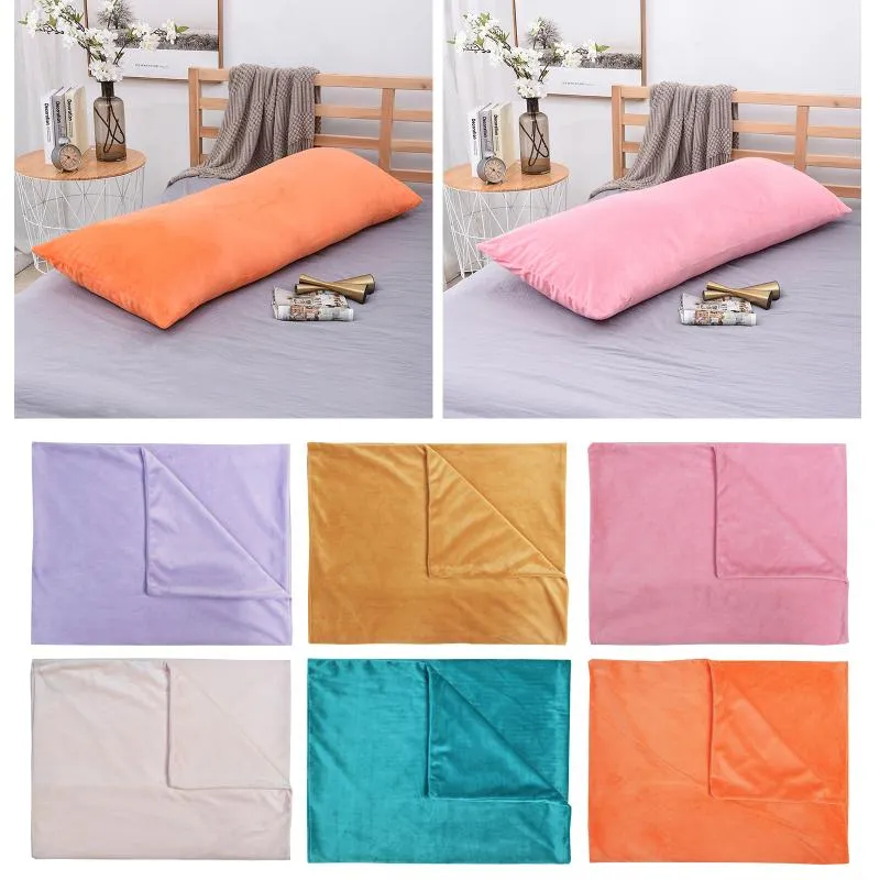 Pillow Case Bed Sleep Long Body Super Soft Velvet Envelope Closure Cover With Hidden Zipper 50x152cm