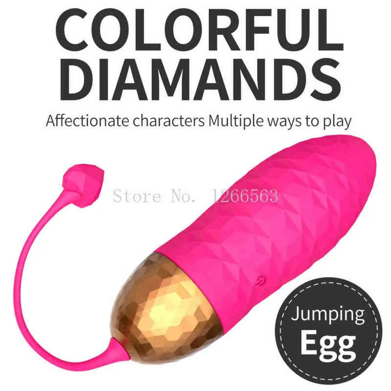 NXY Eggs Jump Egg Vibratore Diamanti colorati 10 Velocità G Spot con stimolatore clitorideo remoto Massaggio vaginale Giocattolo sessuale Adulto 1209