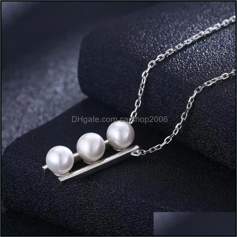 Chains SILVERHOO Women Necklace Simple Faux Pearl Jewelry All-match Artificial Pendant For Gifts Taking Po