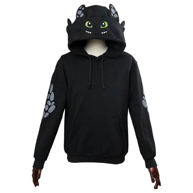 Heren Hoodies Sweatshirts Anime Tandenloze Hoodie Mannen Vrouwen Zwart Wit Gedrukt Sweatshirt Licht Fury Kostuum Hooded Zip Up Jacket Jas