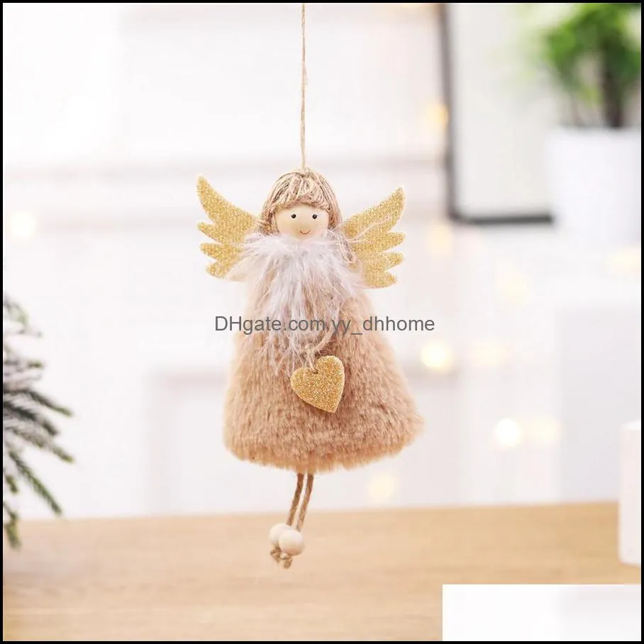 Christmas Hanging Ornaments Angel Plush Doll Toys Xmas Tree Pendants Child Cute Doll Gift Creative Home Decoration Crafts JK1910