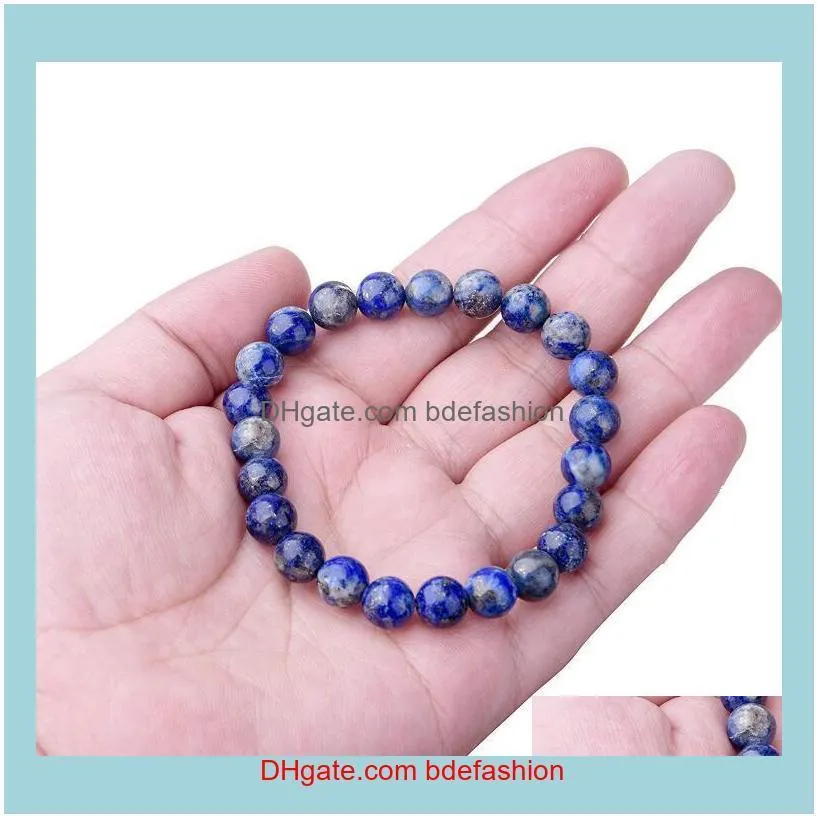 High Quality Natural Stone Lapis Lazuli Beaded Bracelets for Women Men Fashion Energy Bracelet Elastical Jewelry Gift