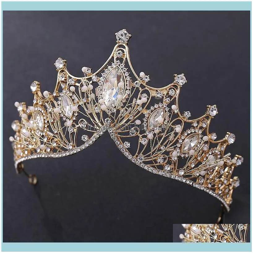 Hair Clips & Barrettes ACRDDK Handmade Rhinestone Crystal Tiara Gold Color Wedding Crown For Women Bride Headband Jewelry Accessories