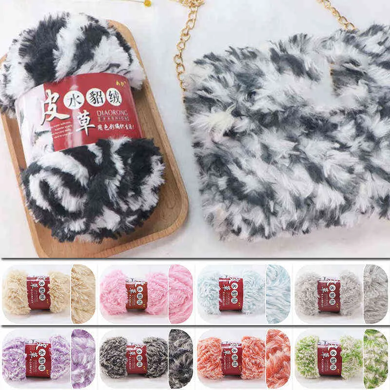 1 pc 100g / rolka Faux Fur Przędza Hair Mohair Wool Cashmere do Ręcznie Knitting Crochet Sweter Wątek Baby Clothing Scarf Fluffy Norek Y211129