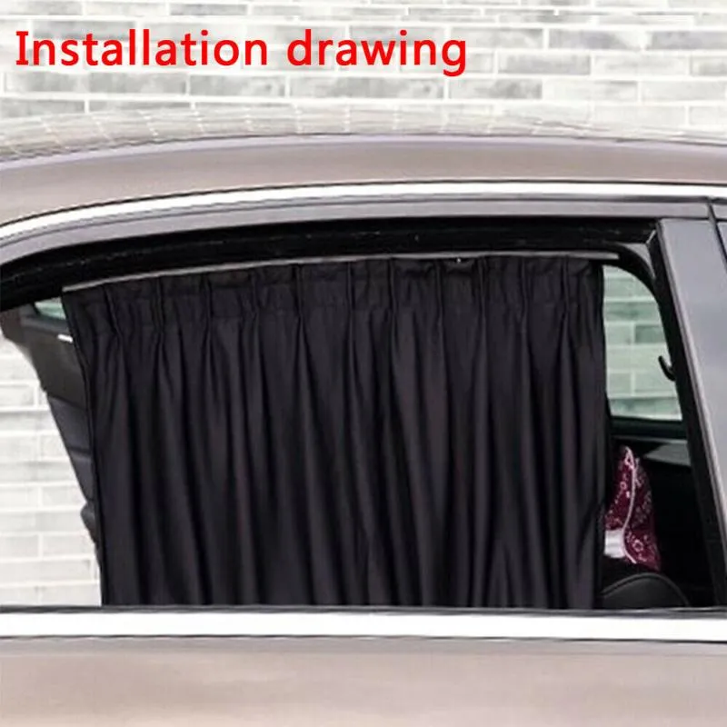 2 pièces 50cm pare-soleil de voiture rideau latéral Auto pliable Protection  Uv accessoires noir pur tissu accessoires Auto