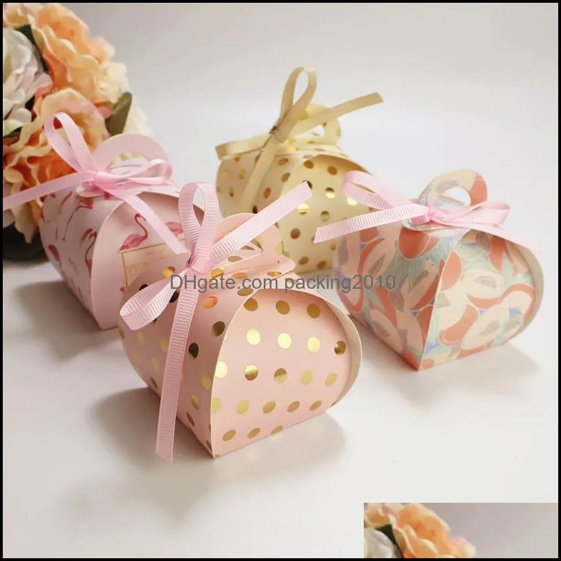 Presentevenemang Festive Home Gardengift Boxes Wedding Favors Bags Party Supplies Candy Chocolate Paper Box Packaging With Tassels and Ribbing P