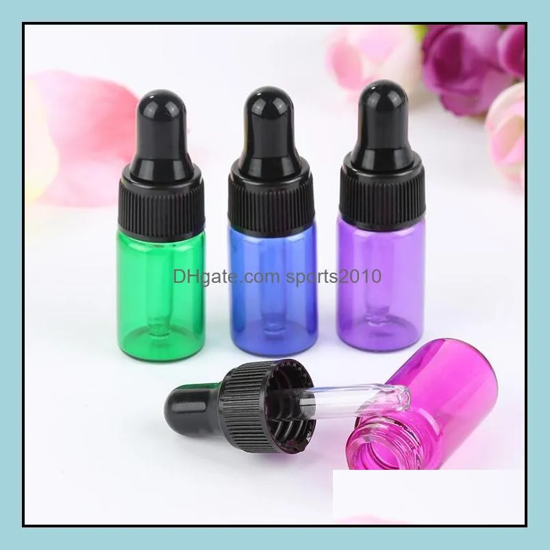 Colorful 1000pcs/lot Mini Glass Bottles 1ml 2ml 3ml 5ml  Oil liquid Dropper Bottle Perfume Sample Vials For Sale LX1538