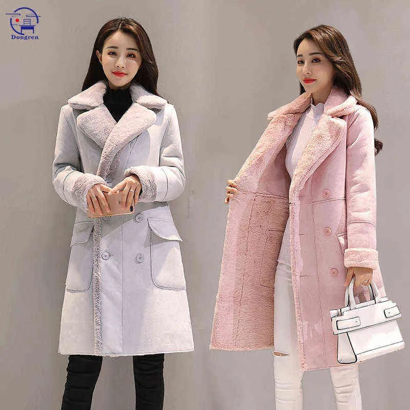冬の女性のジャケット長袖の暖かいコートパーカーの女性の携帯用衣服コットンライナーファッションカラー服ラムヘアーコート211130