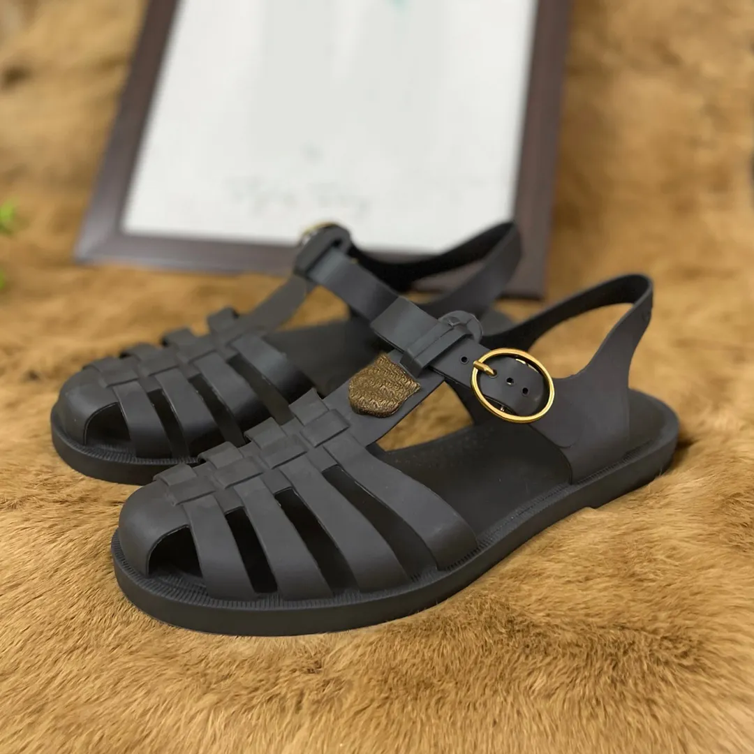 Men Rubber buckle strap sandal Summer Original Outdoor Casual Shoe Beach Gladiator Garden Slippers Black White size 38-45