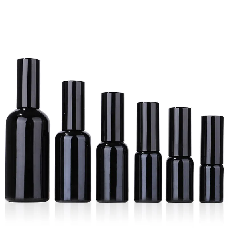 高級黒ガラス詰め替え香水瓶5ml  -  100mlの空の化粧噴霧器ポンプスプレーの香りボトル