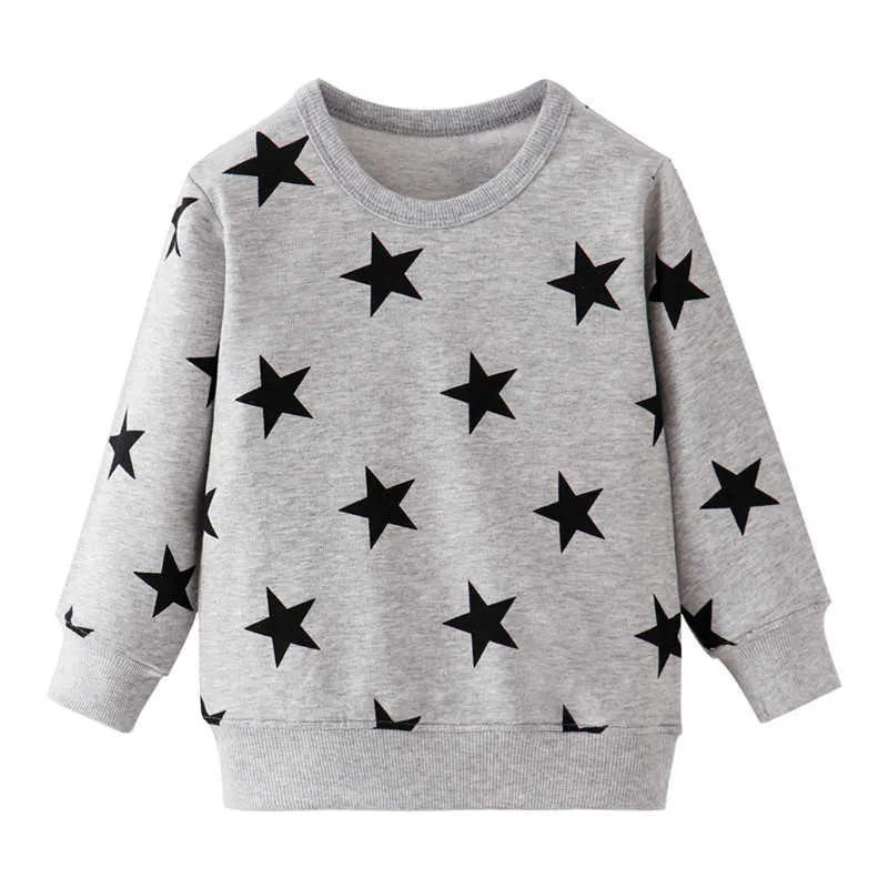 Прыжки метров дети мальчики свитера звезды печать детей топы для осенью зима продажи дизайна девушки рубашка спортивная одежда 210529