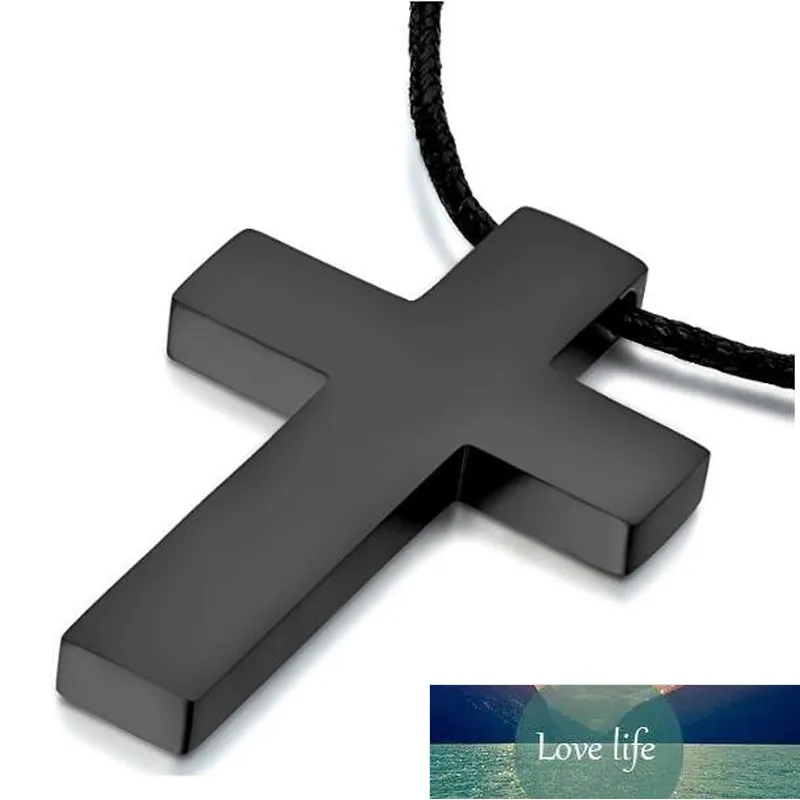 Zorcvens Classic Black Cross hanger met touw ketting rvs heren sieraden eenvoudige stijl crucifix choker colar fabriek prijs expert ontwerpkwaliteit