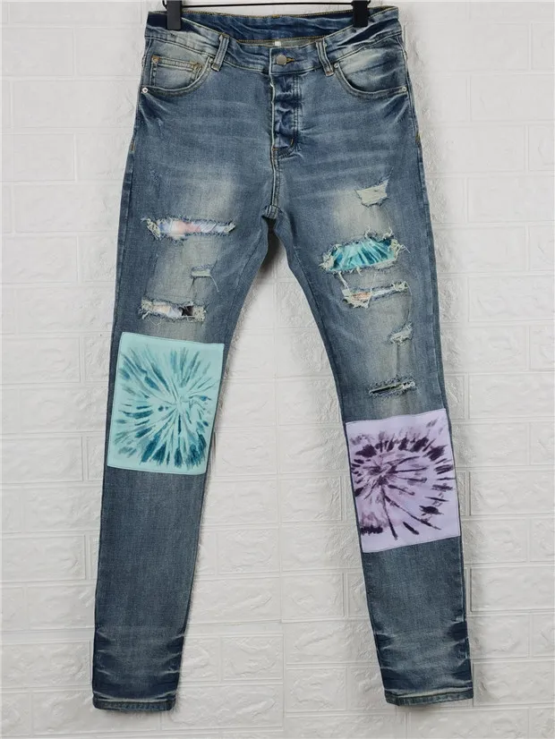 nieuwe aankomst heren designer jeans donkerzwarte borstel verf vouw mode heren jeans slanke motorfiets biker hiphop broek topkwaliteit maat 2840