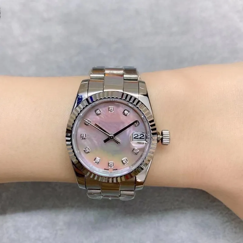 2021 High quality ladies watch sapphire glass masonry dial stainless steel automatic date folding clasp 6 models