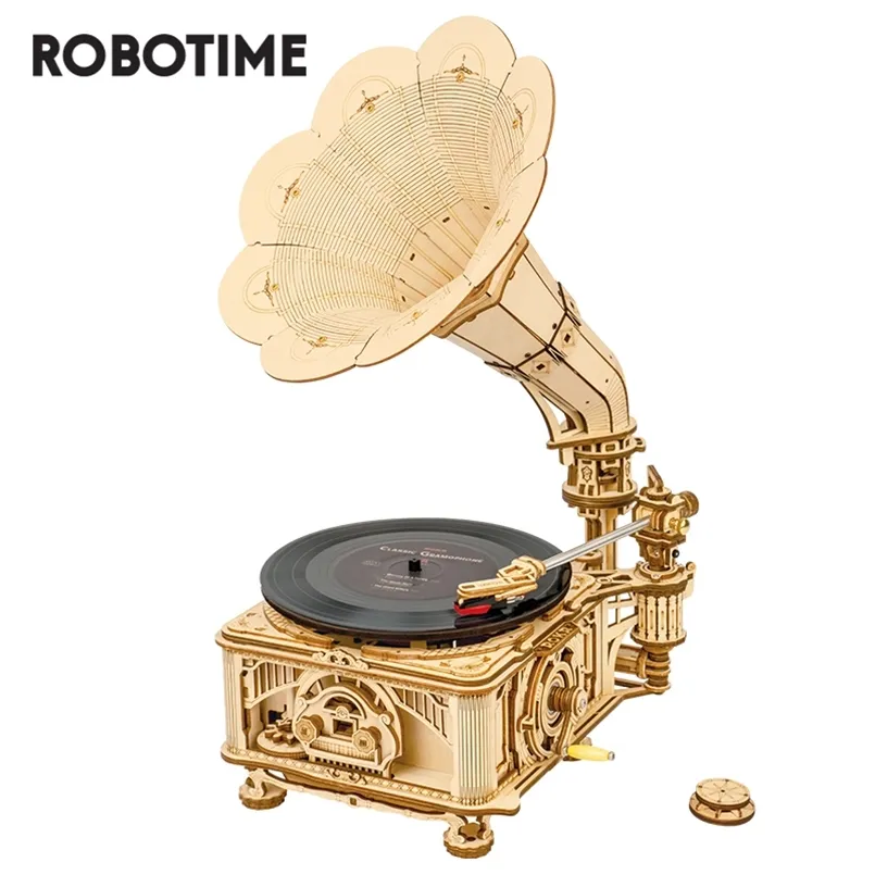 Robotime ROKR DIY Manivelle Classique Gramophone Puzzle En Bois Modèle Kits De  Construction Assemblage Jouet Cadeau Pour Enfants LKB01 210812 Du 209,86 €