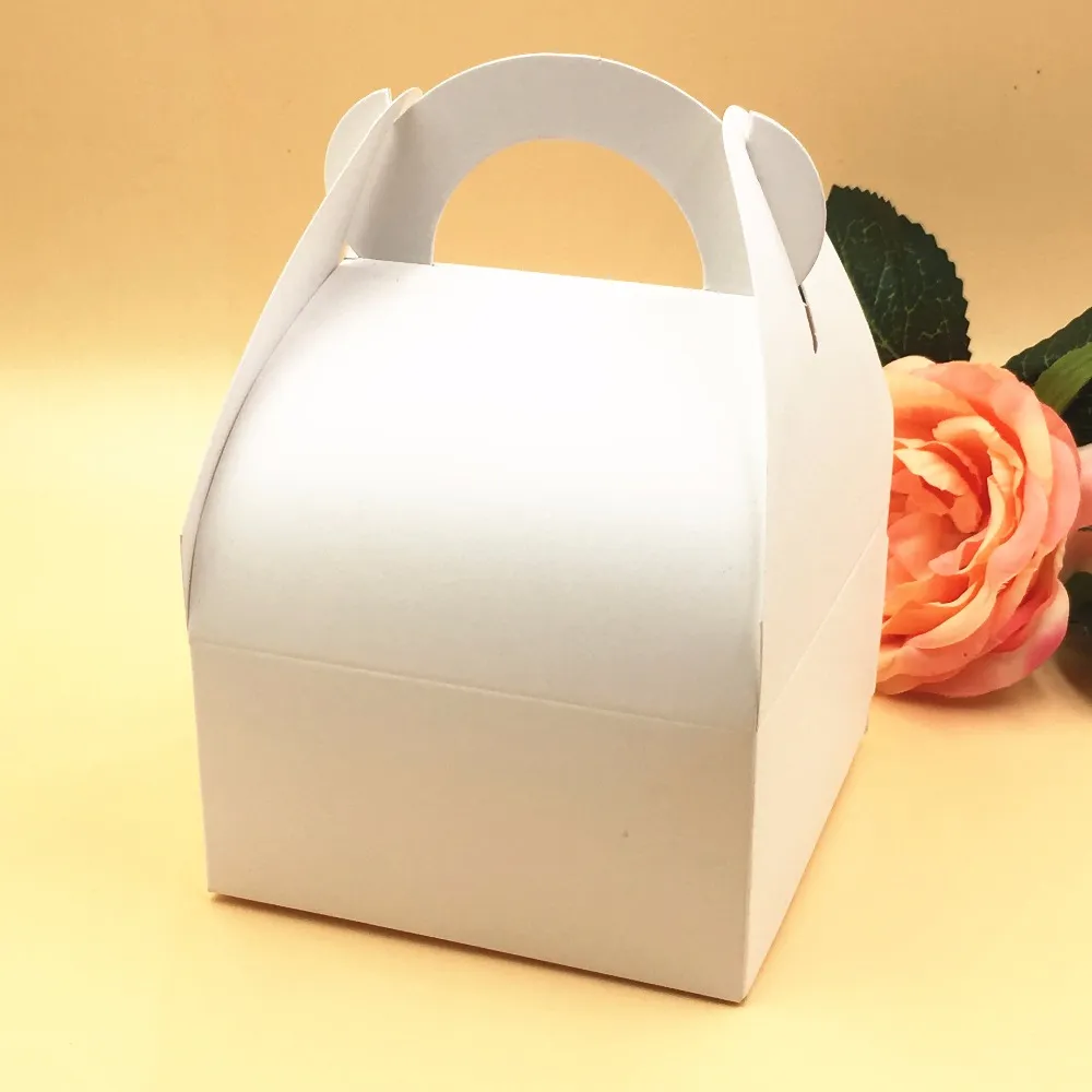 2021 nuevo 10x10x14,5 cm Kraft boda fiesta favores cajas de regalo Chocolates en blanco/pastel/comida hecha a mano/caja de dulces caja de almacenamiento de papel