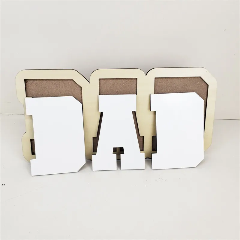 Father's Day Gift Heat Transfer DAD Photo Frame Wooden Sublimation Blank MDF Album Desktop Decoration DIY Ornaments CCA7235