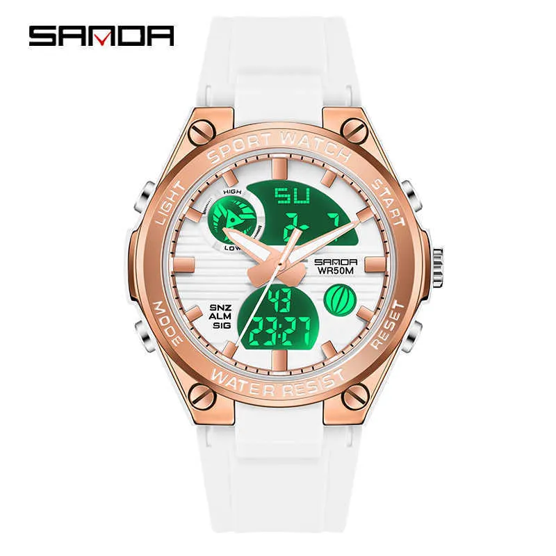 SANDA New Brand Dual display Watch Waterproof Running Seconds Calendar Luminous Quartz Electronic Watch Sports Outdoor Mss Watch G1022