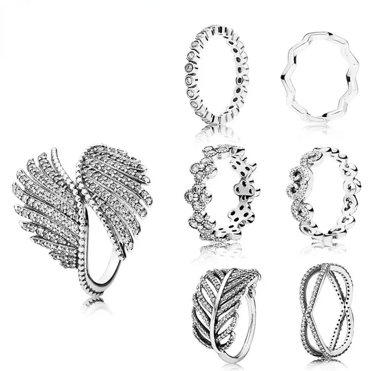 Designer Smycken 925 Silver Wedding Ring Bead Pit Pandora Classic Love Blue Turkos Crysta Cubic Zirconia Diamanter Europeisk stil Ringar Födelsedag damtoalett