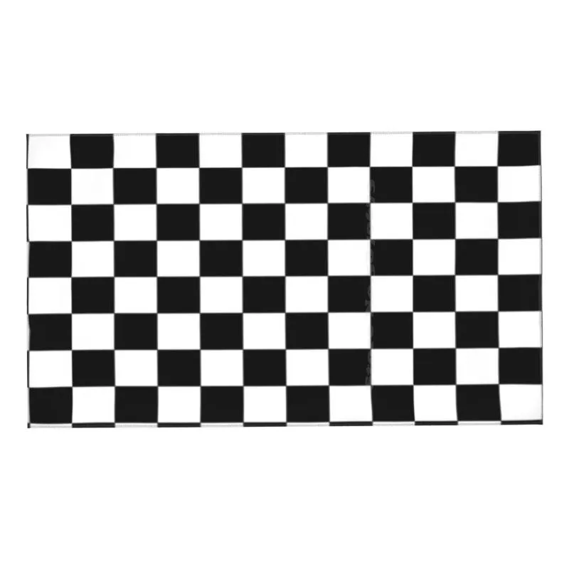 Handdoek zwart -wit vierkante patroon gepersonaliseerd zachte huis buiten schaakvierkanten ska