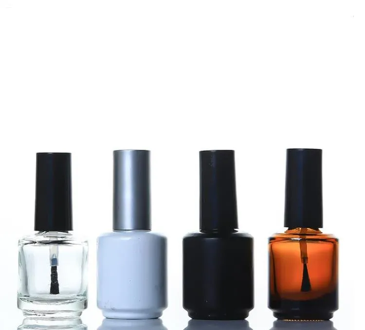 15ml Black Frost White Empty Nail Polish Glass Bottle 1/2oz nails enamel Containers glass-bottle with brush cap SN2966