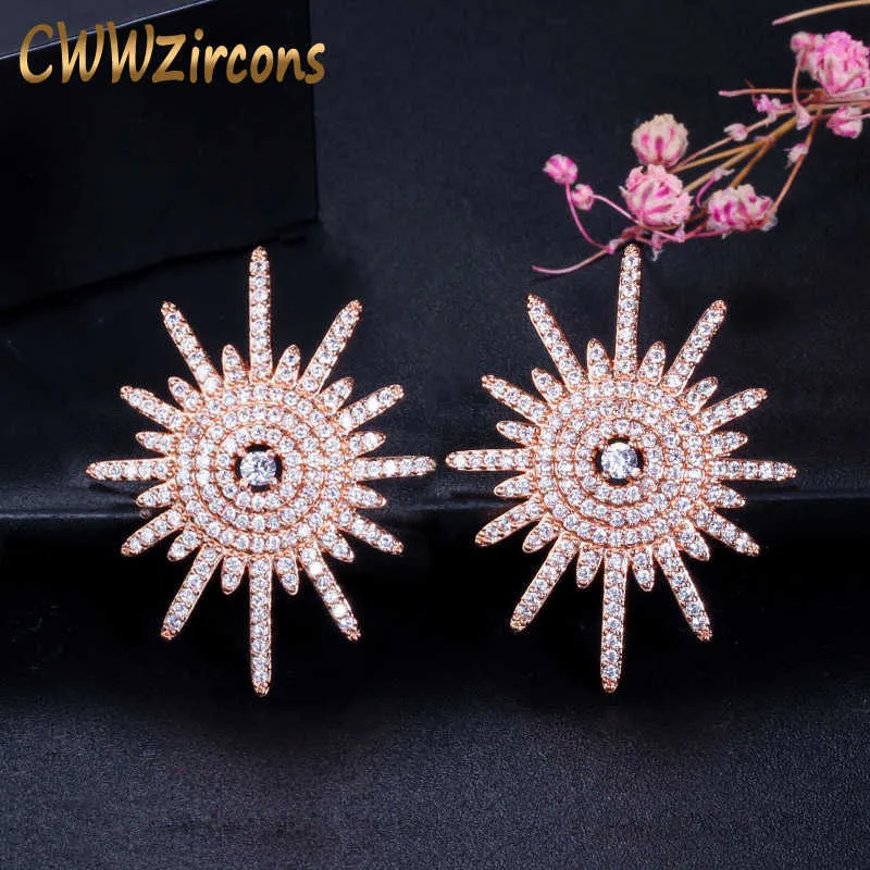 Lovely Micro Paved CZ Stones Rose Gold Color Fashion Brand Ladies Earrings 925 Sterling Silver Women Jewelry CZ228 210714