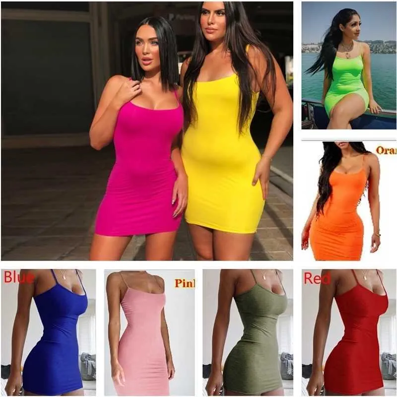 Mulheres Mini Vestidos 2022 Primavera Verão Novo Estilo Suspender Nightclub Desgaste Vestido Moda Casual Vestido Plus Size Múltiplas Cores Hot Sell