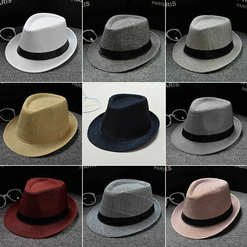 Angleterre rétro hommes Fedoras haut Jazz Plaid Chapeau printemps été automne melon chapeaux casquette Version classique Chapeau chapeaux Q0805