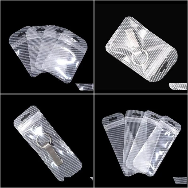 100pcs/lot clear plastic package bag with hang hole self sealable bag electronic accessories storage 5 sizes