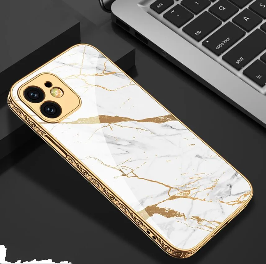 Cas de verre trempé 3D pour iPhone 12 Pro Max Couverture Max Couverture Électroplating Backer Dur Dossier Dossier