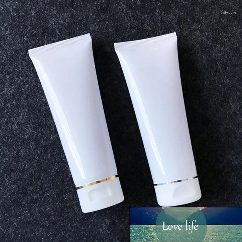 Storage Bottles & Jars 100ml Golden/sliver Edge White Soft Hose Tubes Hand Facial Cream Empty Squeeze Tube Shampoo Lotion Refillable Bottles Factory price expert