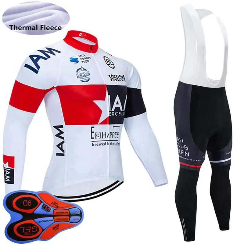 Cycling Sets IAM Team winter cycling Jersey Set Mens thermal fleece long sleeve Shirts Bib Pants Kits mountain bike clothing racing bicycle sports suits S2105 24314