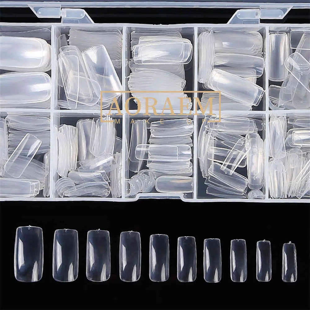 AORAEM French False Tip 500pcs Box Fake Full Cover Transparent for Manicure s Tips Decoration Extension Nail Art