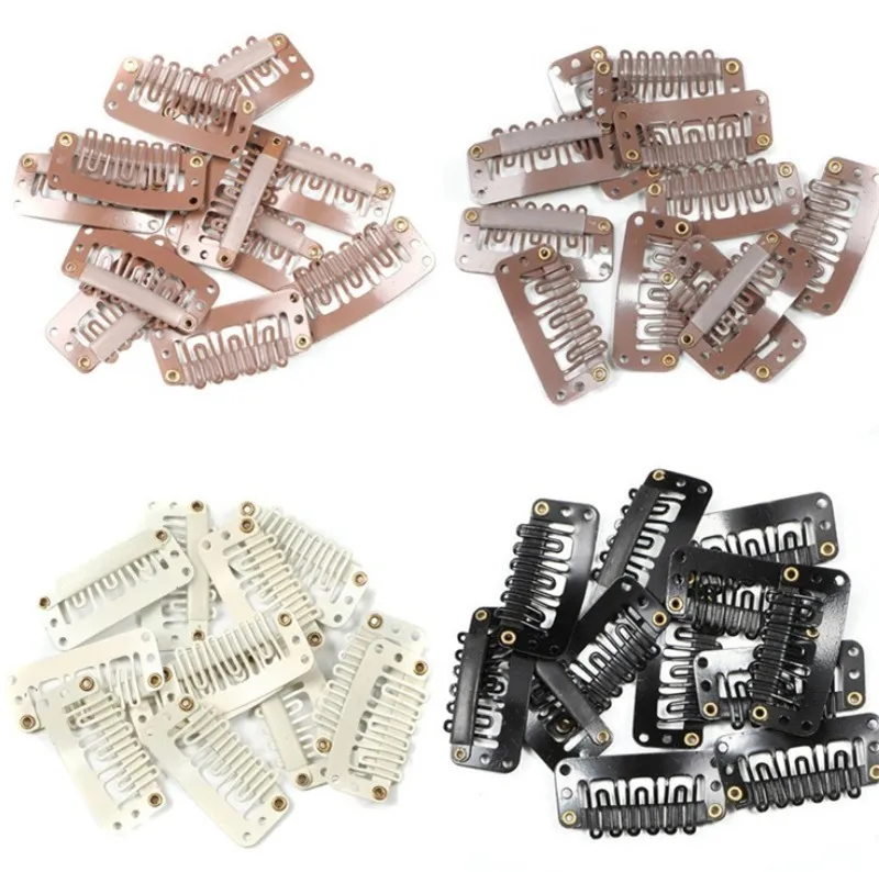 1.3 inch haarverlenging clips DIY hoofd accessoires pruik haren extensions clip 6 tanden 3.2cm zwart beige donker lichtbruin gratis schip 1000pcs / bag