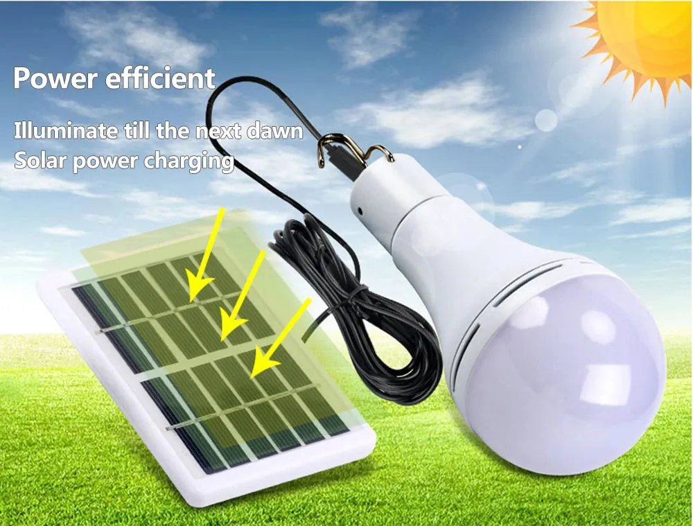 BLS 60 20RC 7W Portable Bulb-shape Solar Power Light for Camping - White S