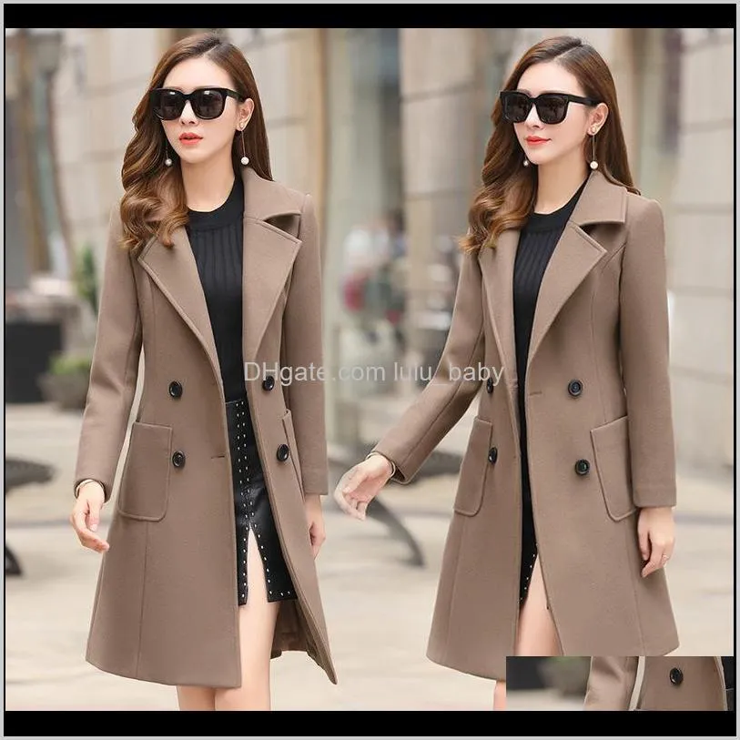 new wool coat female winter fashion long outwear woolen slim coat suit-dress parka overcoat women`s jacket casacos mujer