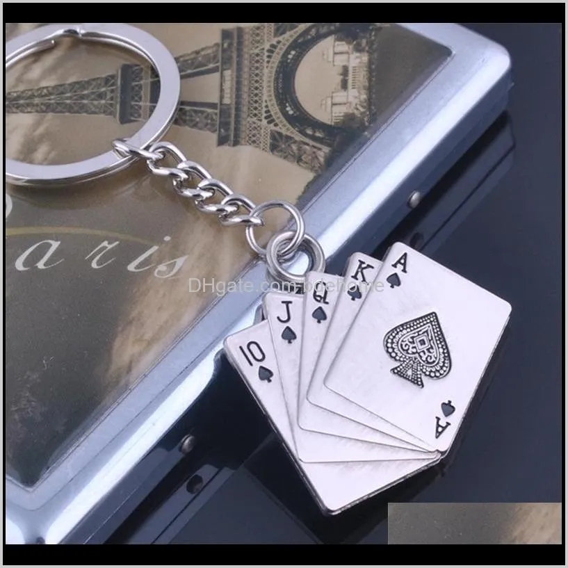 fashion poker keychain men male personality metal key chains key rings keyrings best gift car keychains