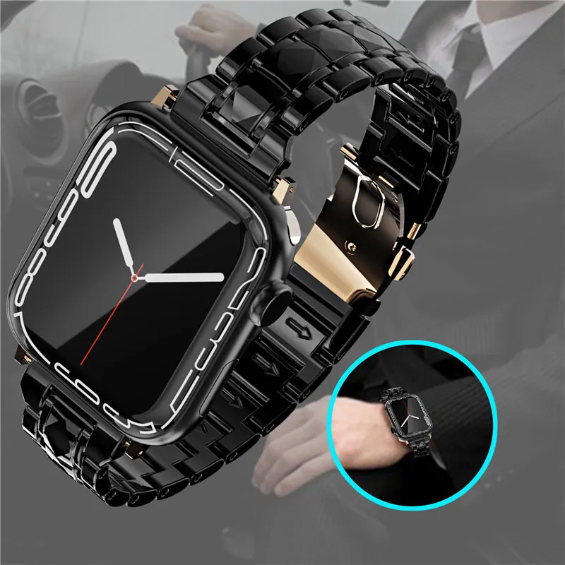 Dla Apple Watch Series 7 6 5 4 3 SE Luksusowy galwanicznie błyszczący pasek pętli sportowej pasek 40mm 44mm 45mm