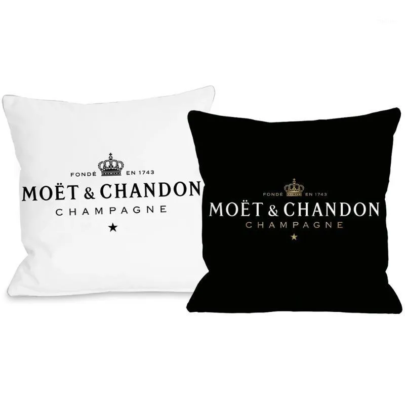 Cushion/Decorative Pillow Black Velvet Print Moet Cushion Cover Cotton Made Pillowcase Soft Case High Quality Printing
