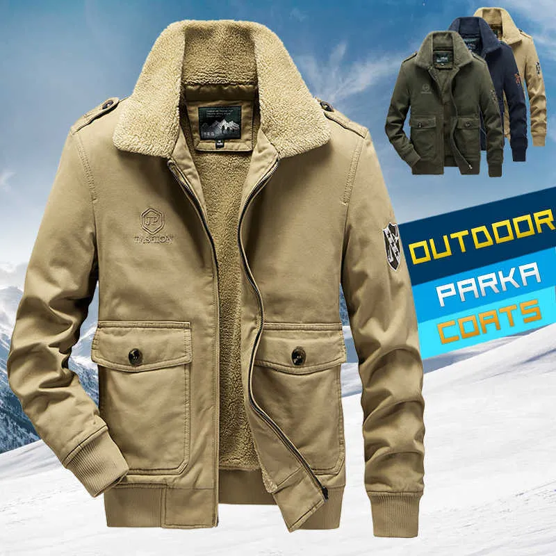 Cashmere Winter Casaco Men 2021 New Fleece Bomber Mens Military Piloto Revestimento Quente Voo Masculino Exército Casacos X0710