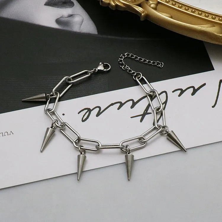 Link, Chain Titanium Steel Bracelet Unisex Choker Women Hip-hop Gothic Punk Style Rivet Gifts