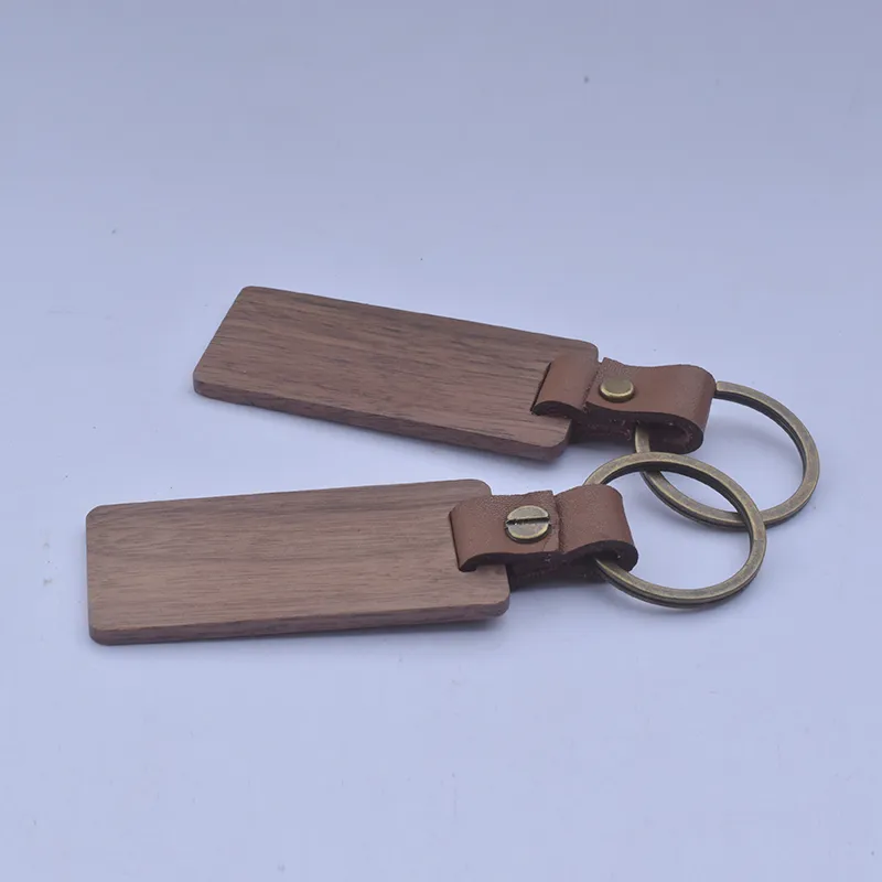 Bretelles porte-clés en bois de haute qualité gravure personnalisée porte-clés en bois de noyer porte-clés Logo personnalisé