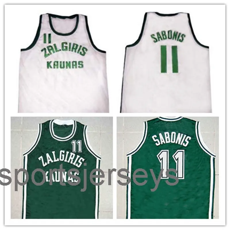 11 Arvydas Sabonis Zalgiris Kaunas Retro Classic Throwback Basketball Jersey Cousu Personnalisé N'importe Quel Numéro Nom maillots
