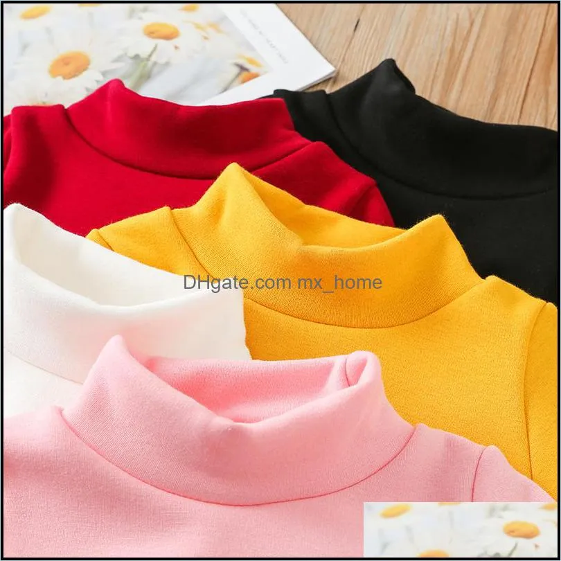 kids Clothing Girls Solid color Pullover Children Turtleneck Base shirt Tops Spring Autumn Winter Sweaters fashion Boutique baby clothes