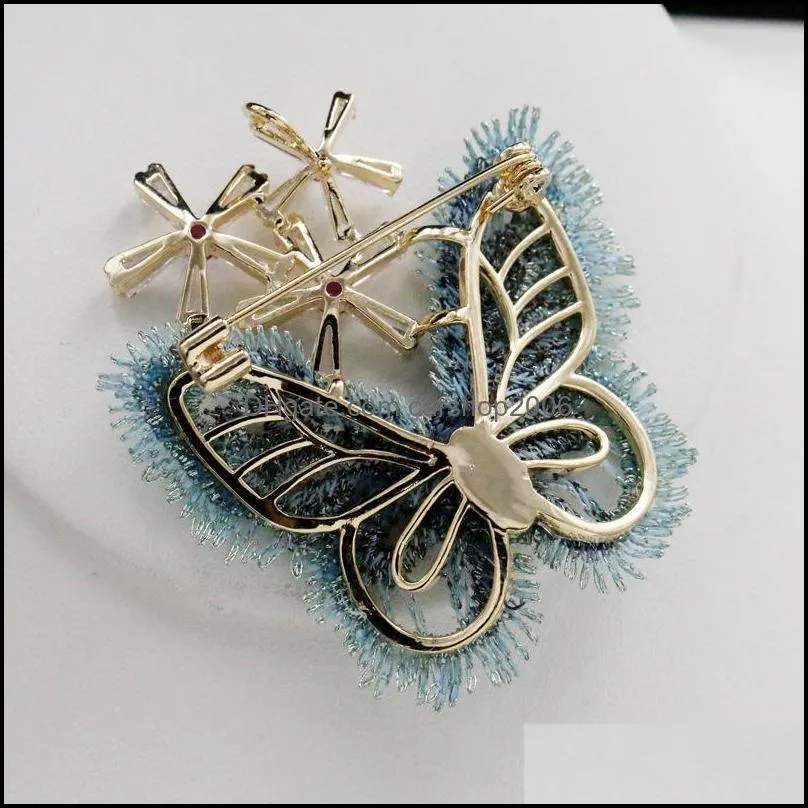 Pins, Brooches Embroidery Butterfly For Women Luxury Crystal Brooch Cute Beautiful Insect Pin Winter Christmas Jewelry Gift Lapel Pins