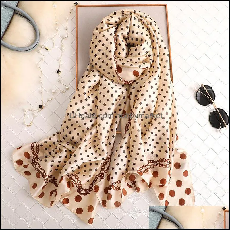 New luxury new women scarf fashion silk scarves shawls and wraps Dots Printed stole Bandana Female Foulard big size