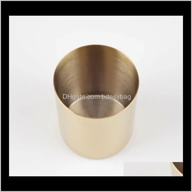400ml nordic style brass gold vase stainless steel cylinder pen holder for stand multi use pencil pot holder cup contain style brass