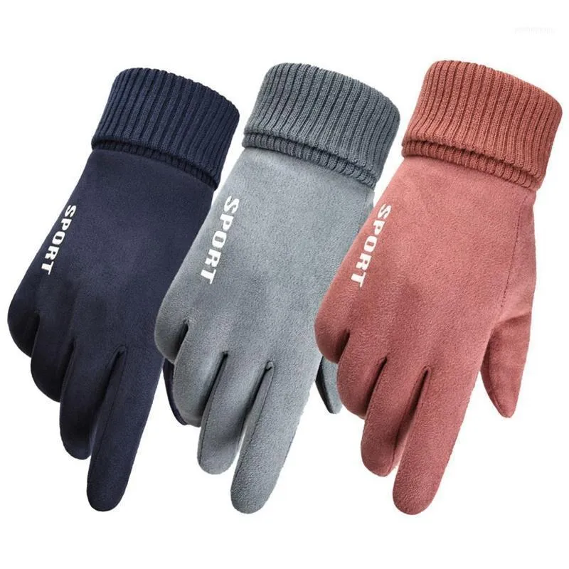 Winter Gloves Women Touch Screen Waterproof Outdoor Leather Thicken Warm Suede Female Elastic Mittens1