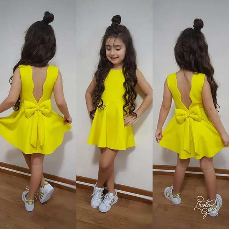 12M-5T Boutique New Wedding Blackless Big bow Baby Girl Clothes Kids Dresses For Girls Toddler Summer Princess Dress Elegant Q0716