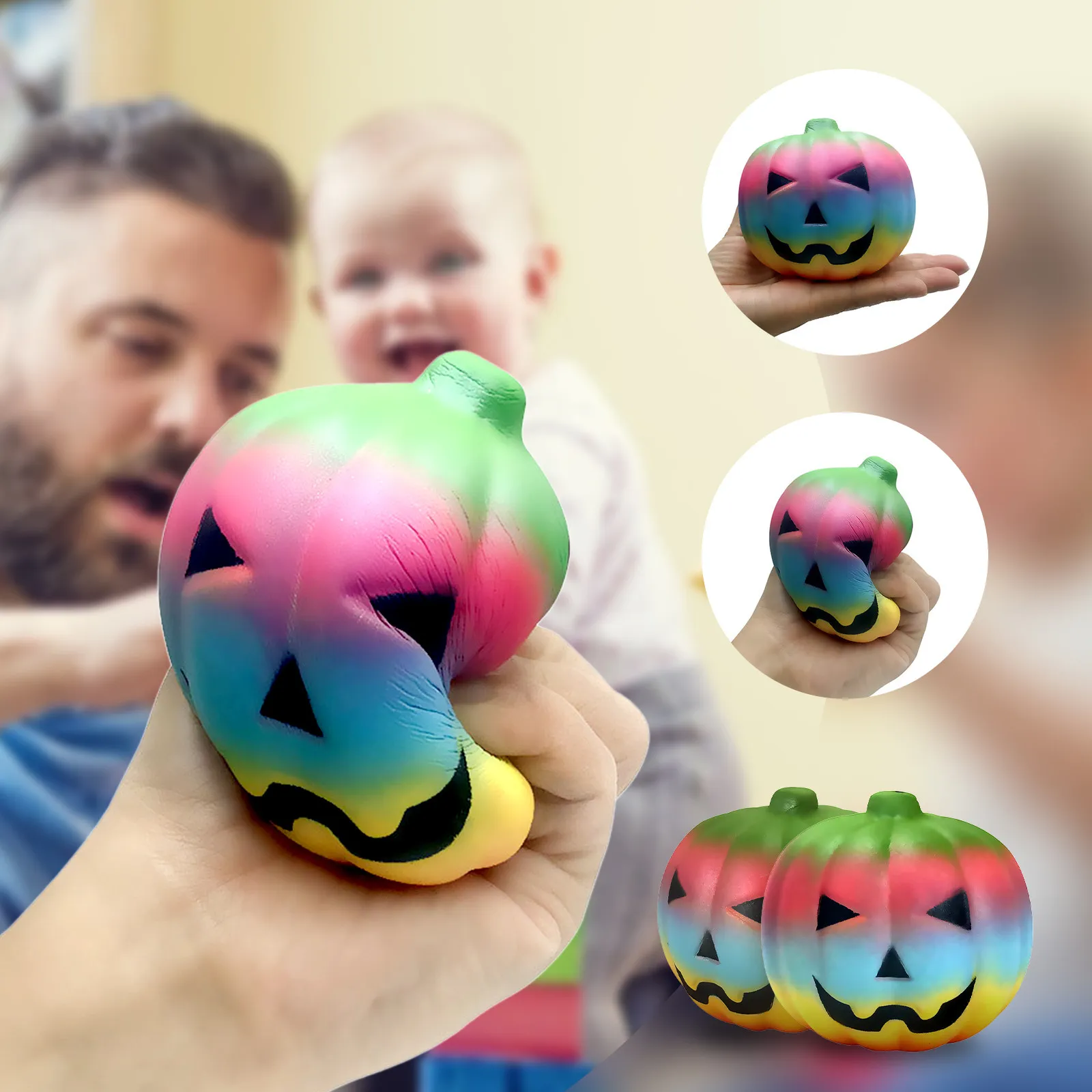 Ó Abóbora de Halloween Mochi Anti-Stress Brinquedos Crianças Adulto Sensory Squisity Slow Rising Anterior Antistress Relief Toy Presente de Feriado